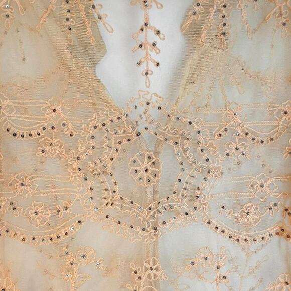 Anthropologie Snak boho fairy sheer mesh embroidered peplum blouse Size 6 - Picture 5 of 8